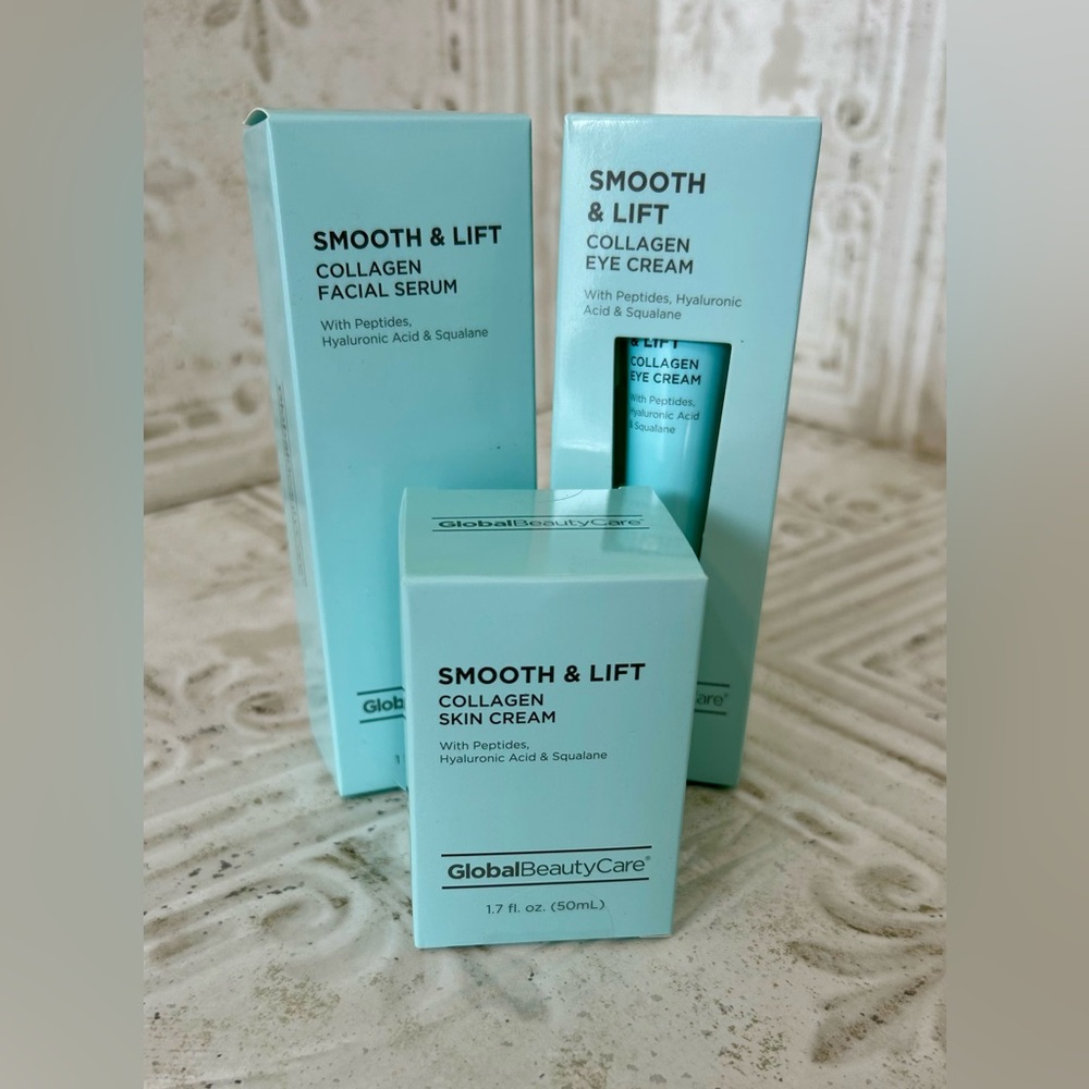 Global Beauty Care Smooth & Lift Collagen Skincare Set Serum Skin Eye Cream Lot